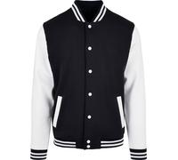 Build Your Brand Basic College Jacket - Contrast Colour Sleeve Button Up Jacket