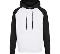 Build Your Brand Basic Raglan Hoodie Contrast Sleeves Adjustable Hood Kangaroo