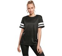 Build Your Brand By033 Women's Mesh Stripe Tee T-Shirt Black/White