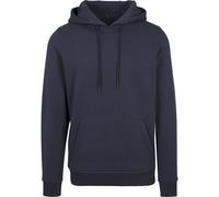 Build Your Brand Heavy Navy Hoodie with Kangaroo Pocket and Brushed Fabric