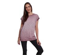 Build Your Brand KiarenzaFD Ladies Spray Dye Extended Shoulder Tee T-Shirt Short Sleeves Burgundy