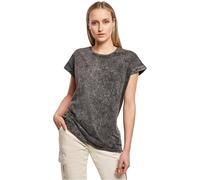 Build Your Brand Ladies Acid Washed Extended Shoulder Tee, Women’s T-Shirt, darkgrey white, XL - BY053-01259-0054