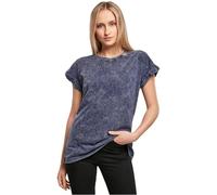 Build Your Brand Ladies Acid Washed Extended Shoulder Tee, Women’s T-Shirt, indigo white, XL - BY053-01261-0054