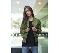 Build Your Brand Ladies Nylon Bomber Jacket Women Light Black Olive