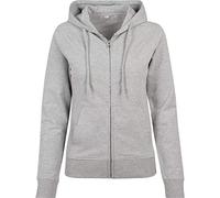 Build your Brand Ladies Terry Zip Hoody, Women’s sweat jacket, heather grey, L - BY069-00431-0042
