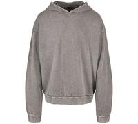 Build Your Brand Men's Acid Wash Oversized Hoodie in Jet Black | Size: 2XL Build Your Brand Jet Black 2XL