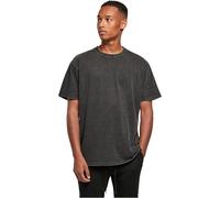 Build Your Brand Men's Acid Washed Heavy Oversized Tee T-Shirt, Black, XS