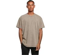 Build Your Brand Men's Acid Washed Heavy Oversized Tee T-Shirt, Darkkhaki, S
