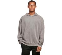 Build Your Brand Men's Acid Washed Oversized Hoody Hooded Sweatshirt, Asphalt, XXL