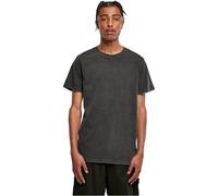 Build Your Brand Men's Acid Washed Round Neck Tee T-Shirt, Black, L