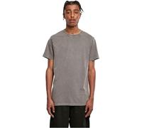 Build Your Brand Men's Acid Washed Round Neck Tee T-Shirt, Asphalt, S