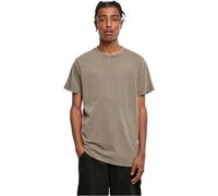 Build Your Brand Men's Acid Washed Round Neck Tee T-Shirt, Darkkhaki, S