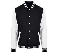 Build Your Brand Men's Basic College Jacket, Black/White, S