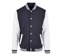 Build Your Brand Men's Basic College Jacket, Navy/White, XXXXL