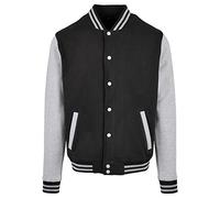 Build Your Brand Men's Basic College Jacket, Sizes XS - 5XL, Black/Heather Grey, XL