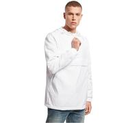 Build Your Brand Men's Basic Pull Over Jacket Windbreaker, White, S