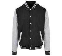 Build Your Brand Men's Basic College Jacket, Black/Heather Grey, XXXXXL