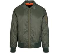 Build Your Brand Men's Collared Bomber Jacket in Dark Olive | Size: 4XL Build Your Brand Dark Olive 4XL