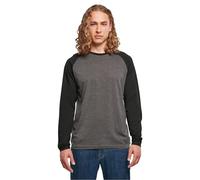 Build Your Brand Men's Contrast Raglan Long-Sleeved Shirt T, Charcoal/Black, XXXXX-Large