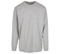 Build Your Brand Men's Longsleeve Shirt with Cuffrib T, Heather Grey, M