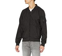 Build Your Brand Men's Nylon Bomber Jacket, Black (Black 00007), XX-Large