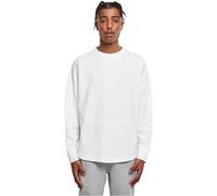 Build Your Brand Men's Oversized Cut, Long Sleeve T-Shirt, White, XS