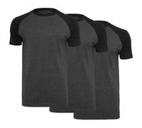 Build Your Brand Men's Raglan Contrast Tee 3-Pack T-Shirt, Multicolour (Cha/Blk 00314), X-Large (Pack of 3)