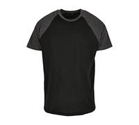 Build Your Brand Men's Raglan Contrast Tee T-Shirt, Black/Charcoal, Medium