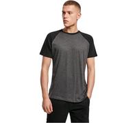 Build Your Brand Men's Raglan Contrast Tee T-Shirt, Charcoal (Heather) / Black, Small