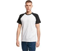 Build Your Brand Men's Raglan Contrast Tee T Shirt, White Black, L UK