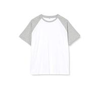 Build Your Brand Men's Raglan Contrast Tee T-Shirt, White/H.Grey, XXXXX-Large
