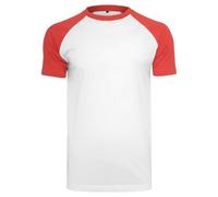 Build Your Brand Men's Raglan Contrast Tee T Shirt, White Red, L UK
