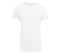 Build Your Brand Men's Shaped Long T-Shirt, Mens, T-Shirt, BY028, White (White), S