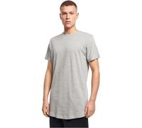 Build Your Brand Men's Shaped Long Tee T-Shirt, Heather Grey, L