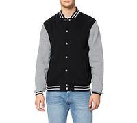 Build Your Brand Men's Sweat College Jacket Jacket Not Applicable, Multicolour (Black/H.Grey 00658), Small