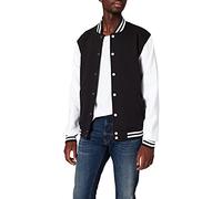 Build Your Brand Men's Sweat College Jacket T Shirt, Multicolour (Blk/White 00050), 5XL UK