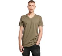 Build Your Brand Men's Light T-Shirt V-Neck, Olive, M