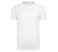 Build Your Brand Men's T-Shirt Light Tee V-Neck Top for Men in Sizes S - 5XL, White, M