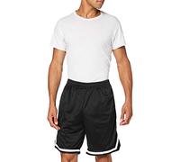 Build Your Brand Men's Two-Tone Mesh Shorts, Blk/Blk/White, M
