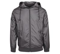 Build Your Brand Men's Wind Runner Jacket in Dark Grey | Size: Large Build Your Brand Dark Grey L