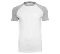 Build Your Brand Men's Raglan Contrast Tee T-Shirt, White/H.Grey, X-Large
