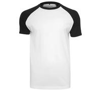 Build Your Brand Men's Raglan Contrast Tee T Shirt, White Black, 5XL UK