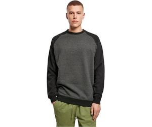 Build Your Brand Raglan Crewneck, Men's sweater, cha/blk, XL - BY076-00314-0054