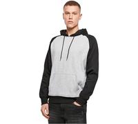 Build Your Brand Raglan Hoody, Men's hoodie, h.grey/blk, S - BY077-00591-0051