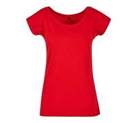 Build Your Brand Women's Ladies Wide Neck Tee T-Shirt, Cityred, S