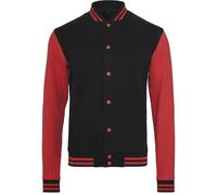 Build Your Brand College Sweat Jacket with Contrast Cuffs and Brushed Fabric