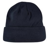 Build Your Brand Unisex_Adult Heavy Knit Beanie Hat, Navy, One Size