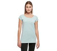 Build Your Brand Women's Ladies Wide Neck Tee T-Shirt, Ocean Blue, S