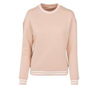 Build Your Brand Women's By105-ladies College Sweat Crew Pullover Sweater, Light Rose/White, S