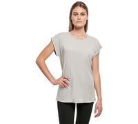 Build your Brand Women's Extended Shoulder Tee, Light Asphalt, XS